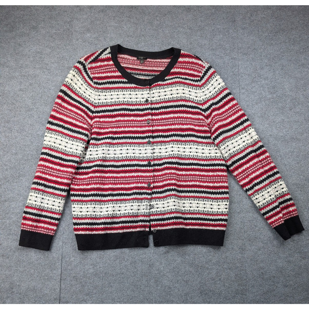 Talbots Cardigan Womens 2X Lambswool Nordic Fair Isle Sweater Cottagecore Retro